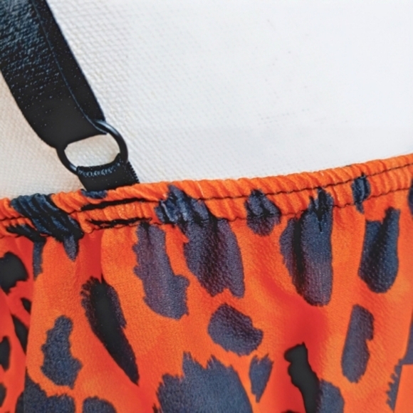 Missi London Orange Leopard Print Jumpsuit Wrap Belted Wide-Leg Size US 4 - Picture 10 of 13